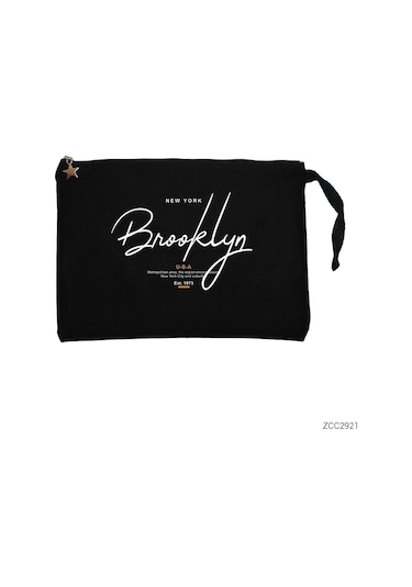 Newyork Brooklyn U.S.A Siyah Clutch Astarlı Cüzdan / El Çantası