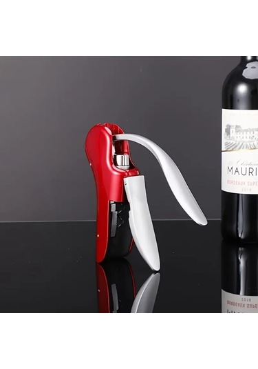 Atay Garagetirbuşon Profesyonel Dökme Demir Şarap Ve Şampanya Mantar Açacağı Güvenli Tutuşlu Gri - Kırmızı