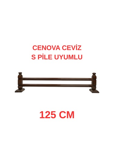 Cenova S Pile Ve Perde Düğmesi Uyumlu Çetray Çift Raylı Modern Ahşap Rustik Ceviz 125 Cm Ceviz