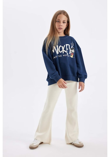 Defacto Kız Çocuk Flare Fit İspanyol Paça Basic Düz Triko Pantolon A6029A824WNER233 Ekru