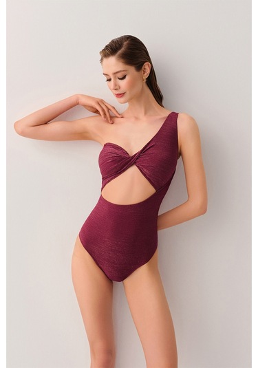 Suwen Jenny Tek Omuz Mayo Sb2549013891389 Parlak Mor