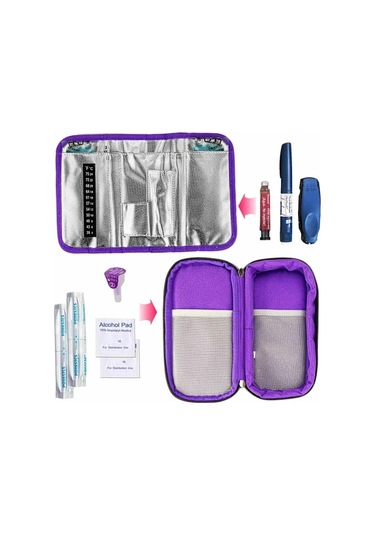 Düşük Fiyata Süper Fırsat İnsülin Soğutucu Çanta Diyabet Çantası - 2 Buz Torbalı Tıbbi Diyabetik Yalıtımlı Taşınabilir Soğutucu Çanta Mor - Glad Çok Renkli