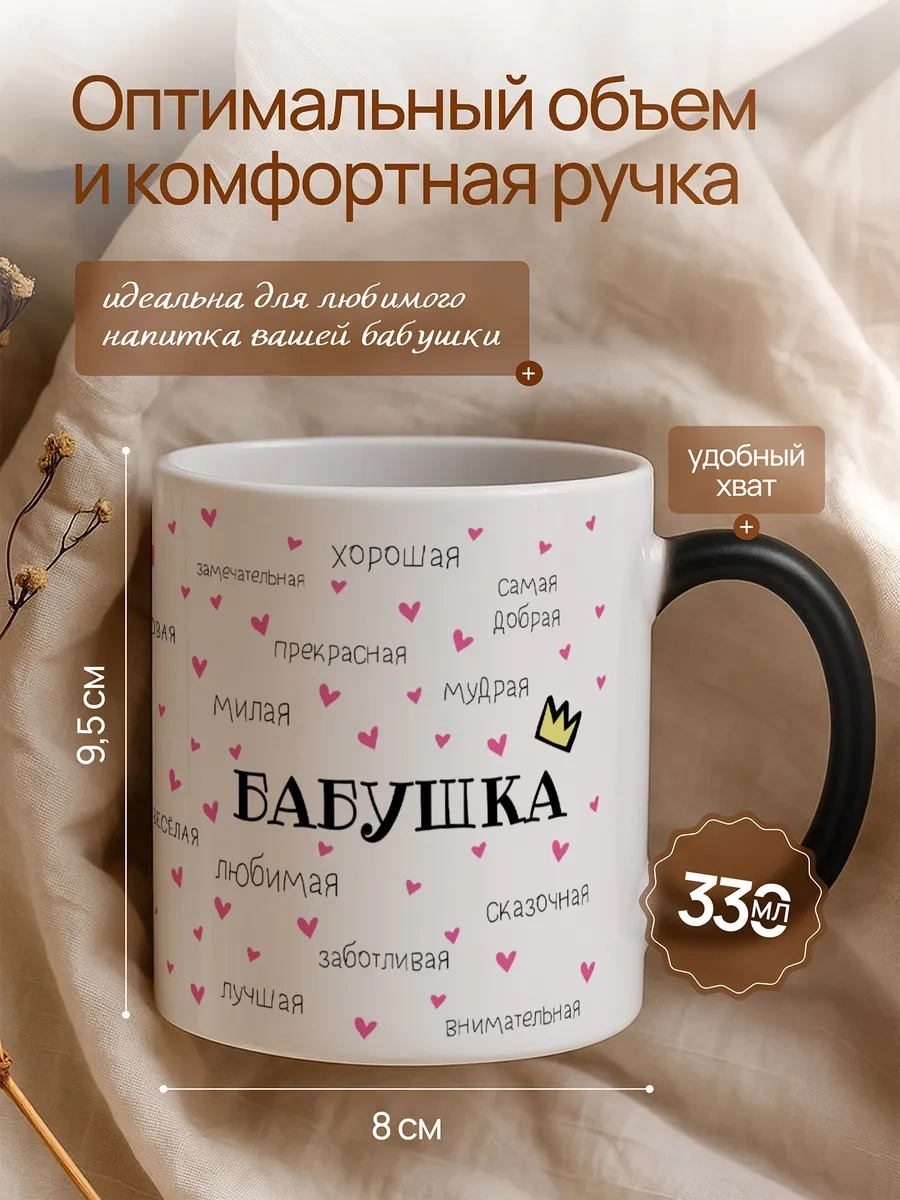 Darı Art Renk Değiştiren Büyücü Kupa, Komik Hazırlanmış Anneanneye Doğum Günü Hediyesi 304376856 Siyah