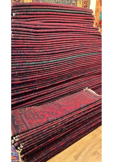El Dokuma Afghan Halısı Bordo