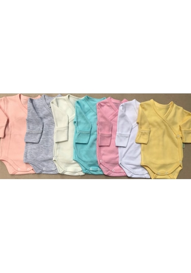 Özdemirlitekstil Bebelino Kız Bebek Çıtçıtlı Badi Kruvaze (7'Li Paket) Çok Renkli