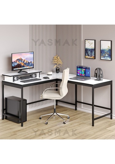 Beyaz L Tipi Çalışma Oyun Masası 270b Beyaz