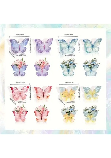 Willowhaven 12 Adet 3d Kelebek Parti Davetiyesi Elektriksiz Ev Dekoru Çiçek Temalı Kutu