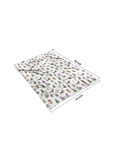 Noel Desenli 40x50 İnç Polar Battaniye, Yumuşak, Hafif Ve Kalın, Erkek, Kadın Ve Çocuk İçin Noel Köpek Ağacı