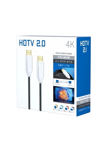 Novahub 2.0 Sürümü Hdmı Fiber Optik Hat 4k Ultra Yüksek Net Çizgi Monitör Bağlantı Kablosu, Uzunluk: 10m Beyaz, Güçlü Optik Performans