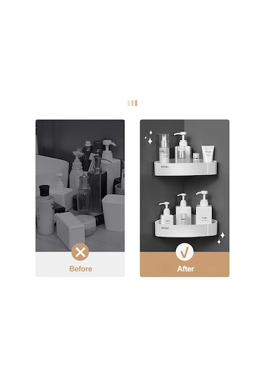 Teltree Yapışkanlı, Deliksiz Beyit Duvar Askısı - Geniş Depolama Alanı İle Banyo, Mutfak İçin Pratik Çözüm Beyaz