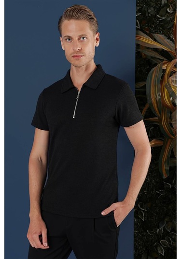 Ts 871 Slim Fit Siyah Spor T-shirt Siyah