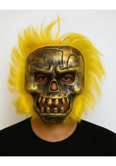 Buğz Wild Skull - Bakır Kafatası Sarı Saçlı İskelet Maske