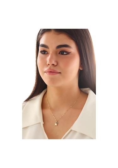 Sefa Gold 14 Ayar Altın Yıldız Göz Kalın Aynalı Zincir Kolye