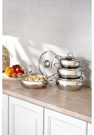 Emsan Cemre İndüksiyon Tabanlı 8 Parça Çelik Tencere Seti