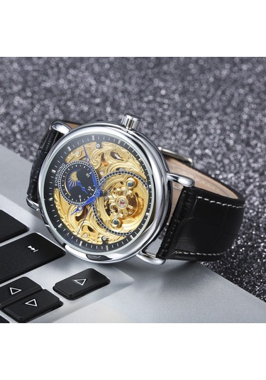 Erkek Moda Lüks Hollow Saat Klasik Charm Otomatik Mekanik Kol Saati 5 Diğer