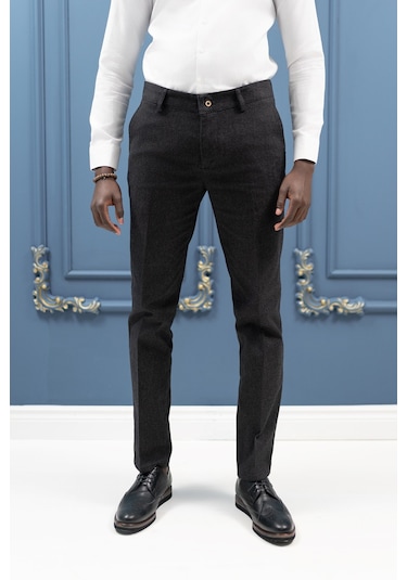 Notra Regular Fit Pamuklu Dokulu Kışlık Gabardin Pantolon Antrasit