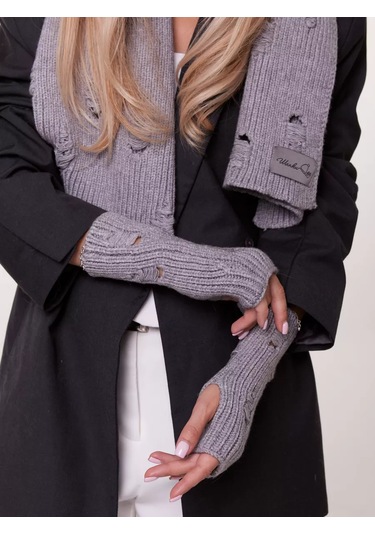 Shapki Ru Şapka, Atkı Ve Parmaksız Eldiven Seti 249171239 Gri