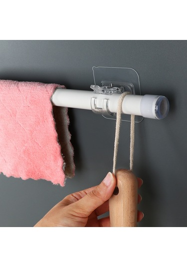 Tenfowee Ev İçi Pencere Perde Demiri Tutucu, Deliksiz Yapıştırmalı, Şeffaf 6x6, Dayanıklı Malzeme, 2 Adet Set