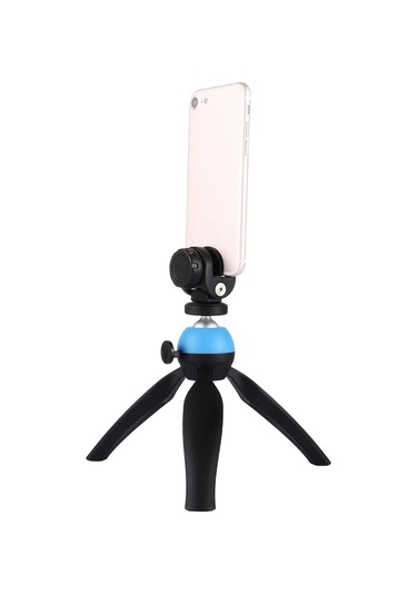 Akıllı Telefonlar İçin 360 Derece Top Kafa Ve Telefon Kelepçesi İle Puluz Cep Mini Tripod Dağı Mavi