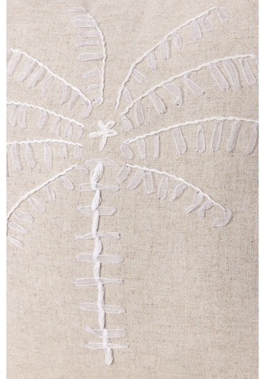 Koza Home Pure Krem Beyaz Püsküllü Dekoratif Boncuk Elyaf İç Dolgulu Kırlent Krem Beyaz