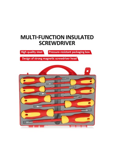 Wezone Penggong 8'li İzole Tornavida Seti: 4 Phillips + 4 Düz Uç, Çelik-trp-pp Malzeme, 9715 Modeli, Kırmızı+sarı Kutulu