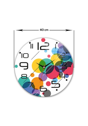 Decorita Cam Saat | Color Dot | Çap40cm Çok Renkli
