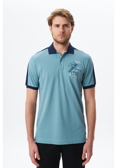 Arma Erkek Regular Fit Baskılı % 100 Pamuk Pike Polo Yaka Tişört Y29374356002 Mavi-m24 Mavi