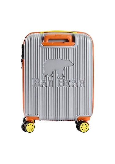 Bad Bear Logo Suitcase 23.01.80.003g Gri Kabin Küçük Boy Tekerlekli Abs Valiz 40 Lt. Gri