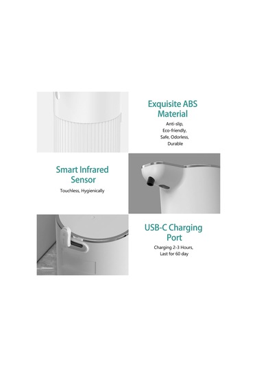 Xiaaokeji Sıvı Otomatik Sabunluk Temassız Ayarlanabilir Sabunluk Beyaz