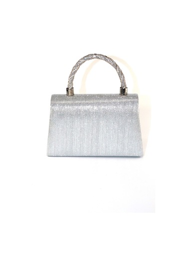 Lazer Kumaş Gümüş Abiye Çanta Taşlı Kadın Abiye Çanta Abiye Çanta Gümüş Düğün El Gri Abiye Çanta