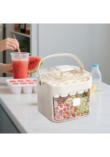 Youtek 48 Bölmeli Yeniden Kullanılabilir Buz Kalıbı - Anti Yapışkan Malzeme, Ev/bar/kamp Kullanıma Uygun, Fonksiyonel Depolama Kutusu Beyaz