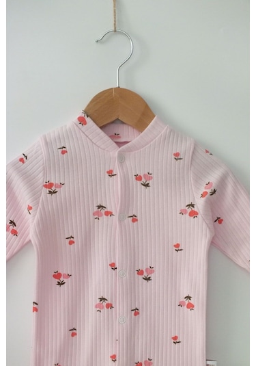 Bebe Wini Pembe Çiçekli 100 %pamuk Patikli Tulum Renkli