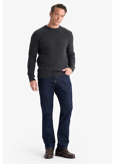 Defacto Standart Fit Bisiklet Yaka Triko Kazak E0811ax25wnar163 Antrasit