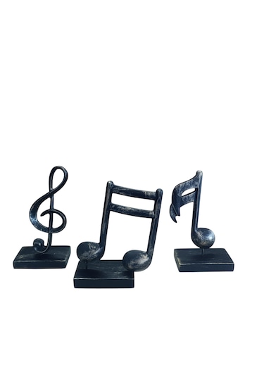 10cm-20cmlik Kırılmaz Polyester Siyah Renk,nota Desenli Biblo