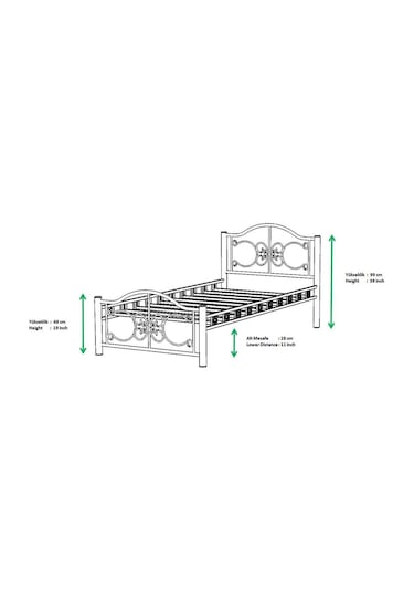 Argimo Pero Çift Kişilik Ferforje Metal Beyaz Karyola 140x190