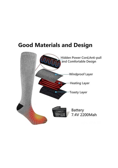 Maiyame Şarj Edilebilir Isıtmalı Çorap - 3 Seviyeli Ayarlanabilir Sıcaklık, Hızlı Isınma Çok Renkli