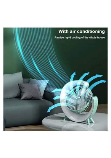 Masaüstü Vantilatör Usb Şarjlı Rgb Led Işıklı 3 Kademeli Fan