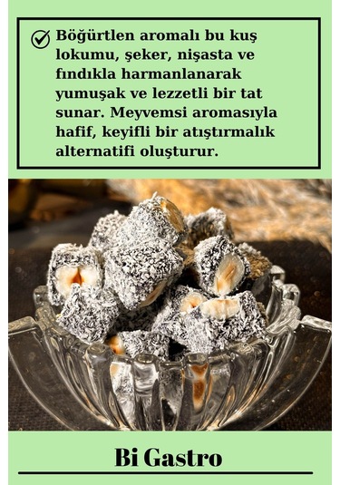 Böğürtlenli Fındıklı Çifte Kavrulmuş Kuş Lokumu - Türk Lokumu - 400 Gr