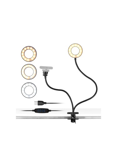 Andoer Webcam 3.5" Klipsli Mini Usb Işık Standı Siyah Siyah