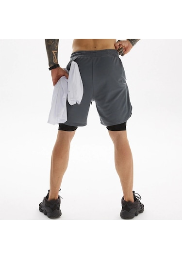 Mooly Unisex Koşu Ve Antrenman Sporcu Şortu 2 In 1 Siyah