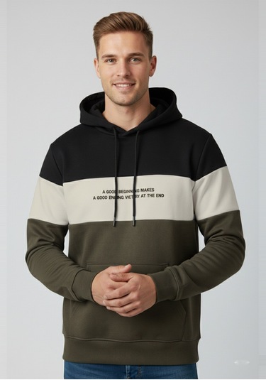 Deepsea Erkek Siyah Dar Kesim Süet Kumaş Sweatshirt Kapüşonlu & Şık Tasarım Sweatshirt 2608510 Siyah