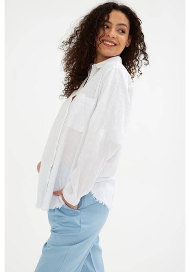 Fashion Friends Etek Ucu Püsküllü Kadın Gömlek 25y0390k1 Beyaz