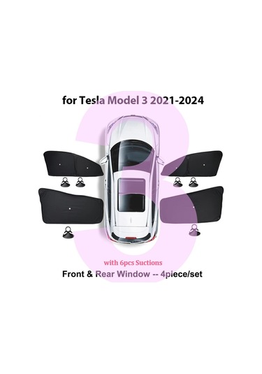 Goldenqian Tesla Model Y 2024 2025 Güneşlik Ön Arka Cam Güneş Gölge Kapak Vantuz İle Model X S3 Yayla Aksesuarları M3 4 Sides
