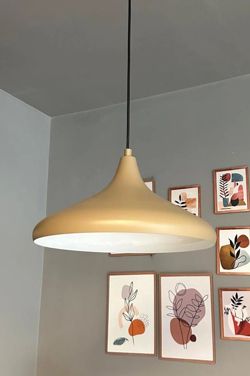 Champion Bej Tekli Avize Kafe Iç Mekan Salon Oturma Odası Mutfak Yatak Odası Sarkıt Modeli Bej