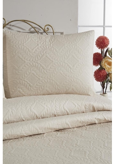 Ultrasonik Kapitoneli Elite Çift Kişilik Yatak Örtüsü Bej Bej