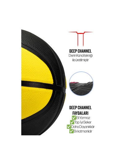 Telvesse Strong Basketbol Topu Pompalı Full Kauçuk Dayanıklı Deep Channel Kabartma No:7 B12 Sarı