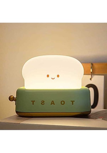Ebitda Dkııl Noıyb Sevimli Tost Gece Lambası, Ekmek Led Lamba, Modern Çocuk Odası Için Açık Yeşil