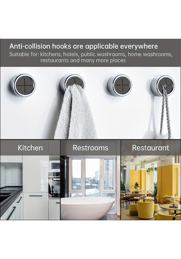 Kangvka 8 Adet Abs Duvar Tipi Havlu Tutucu, Silikon Pençeli, Çarpma Güvenliği, Mutfak/banyo Kullanıma Uygun, Kolay Kurulum Yapıştırıcı/vidalı Diğer