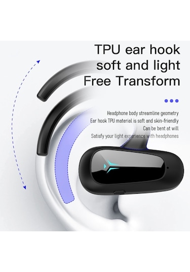 Kemik İletimi Konseptleri Dijital Ekranlı Stereo Bluetooth Kulaklık, Stil: Tek Kulak