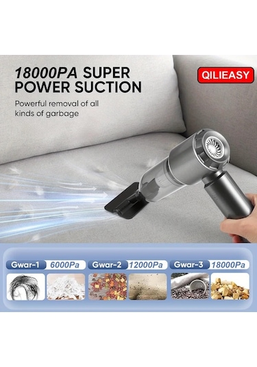 Fochsia Grey 18000pa Güçlü Araç El Süpürgesi 100w Yüksek Güçlü Islak Kuru Hacımlı Pil